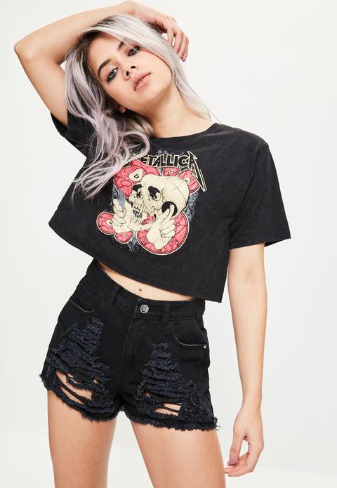 Black Metallica Cropped T-shirt