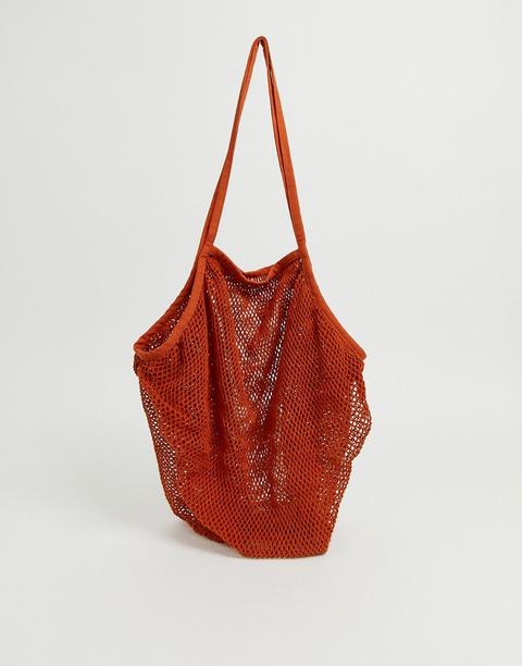 Asos Design - Borsa Shopper In Corda Da Spiaggia - Rosso