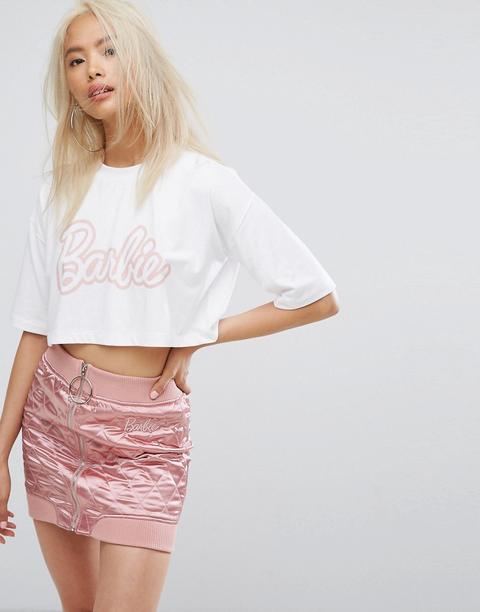 Missguided - Barbie - T-shirt Corta - Bianco