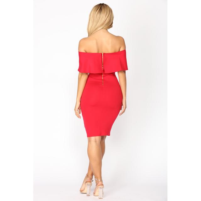 fashion nova red off the shoulder dress