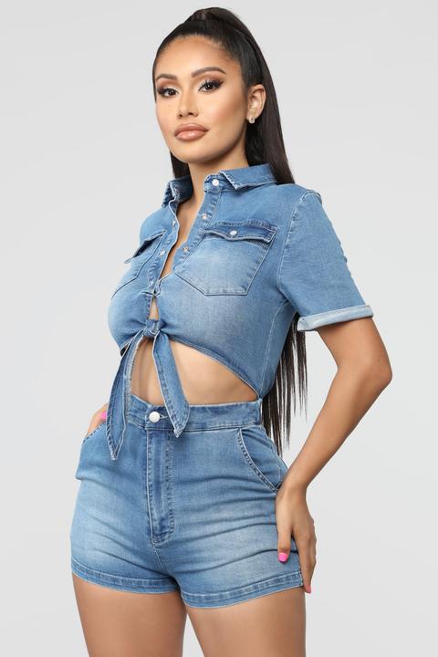 fashion nova denim romper