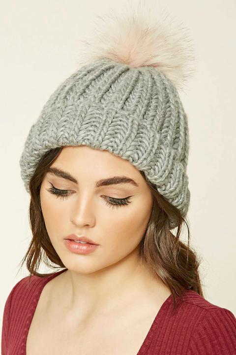 Ribbed Knit Pom-pom Beanie