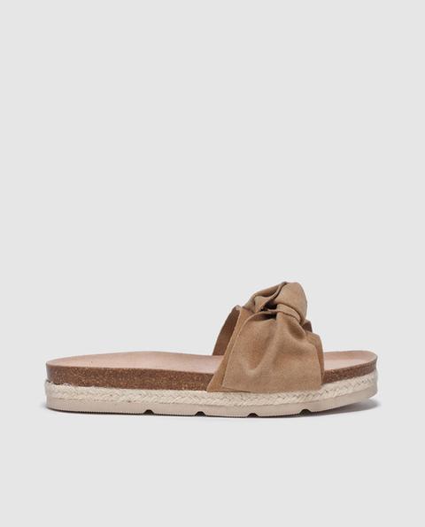 Yokono - Sandalias Planas De Mujer De Piel En Color Topo