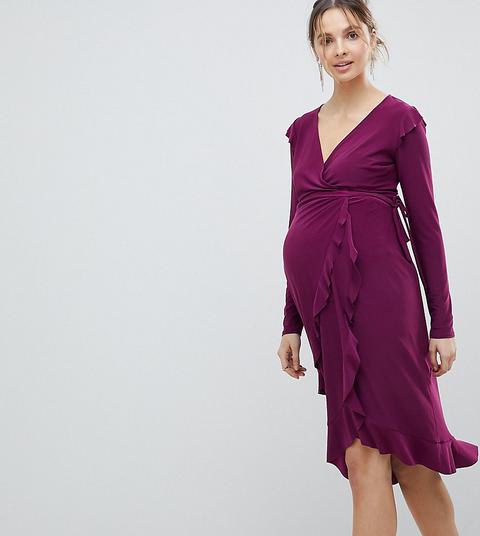 Vestido Cruzado Con Detalle De Volante De Asos Maternity