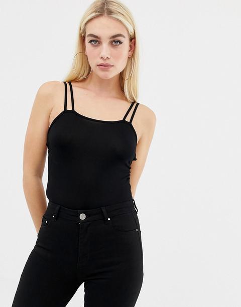 Asos Design - Body Canotta Con Stringhe Sul Retro - Nero