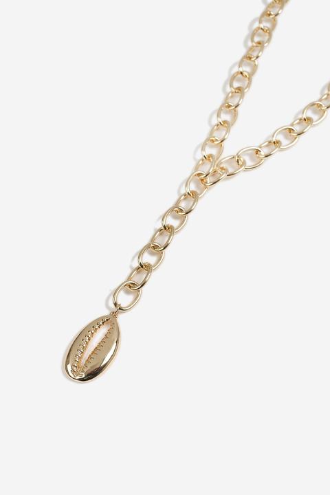 Womens **shell Drop Necklace - Gold, Gold