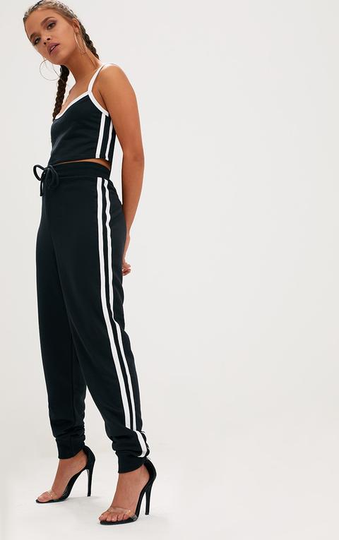 Black Contrast Stripe Joggers