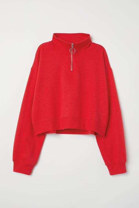 Sudadera Con Cuello Elevado - Rojo