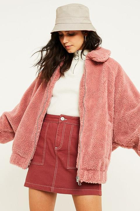 Uo Rose Teddy Zip-through Coat