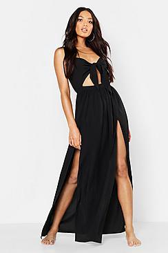 Tie Front Cut Out Beach Maxi Dress