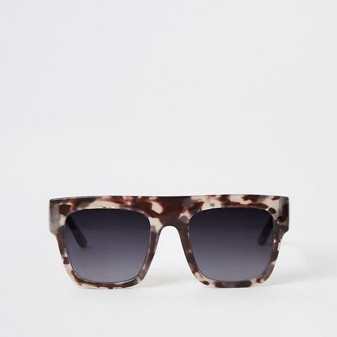 Girls Grey Printed Flat Top Sunglasses