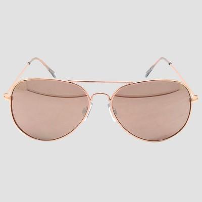 Women's Aviator Sunglasses With Rose Gold Lenses - Wild Fable™ Gold
