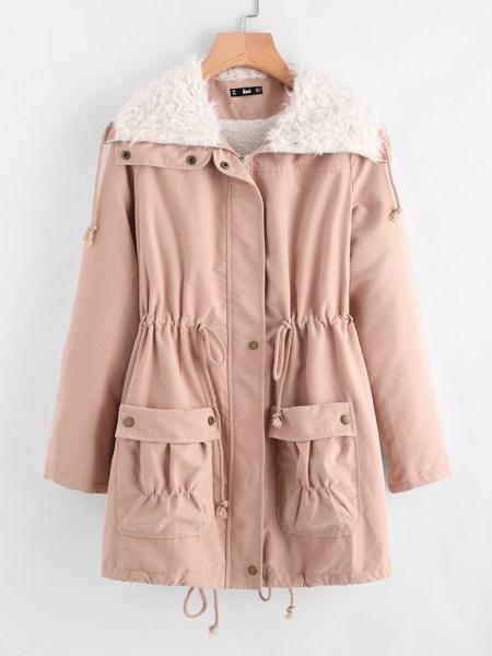 Parka Mantel Mit Tasche Vorn Und Kordelzug