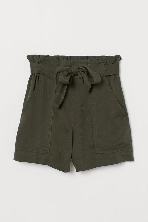 H & M - Shorts Con Vita A Sacchetto - Verde