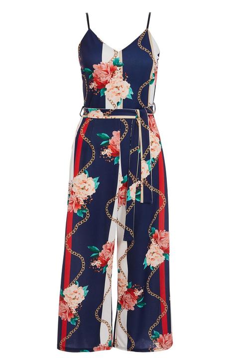 navy and cream jumpsuit