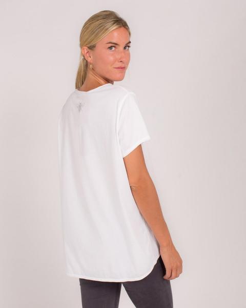 Camiseta Escote Pico Con Manga Corta Abeja Blanco