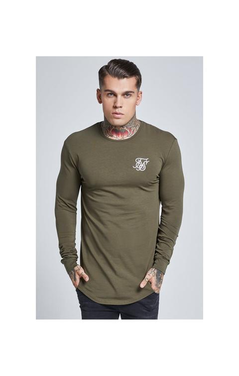 Siksilk Long Sleeve Gym Tee Khaki Men Sizes Top: Xs