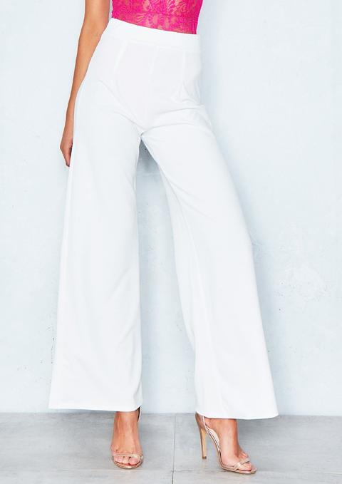 Kelsey Cream High Waist Wide Leg Trousers