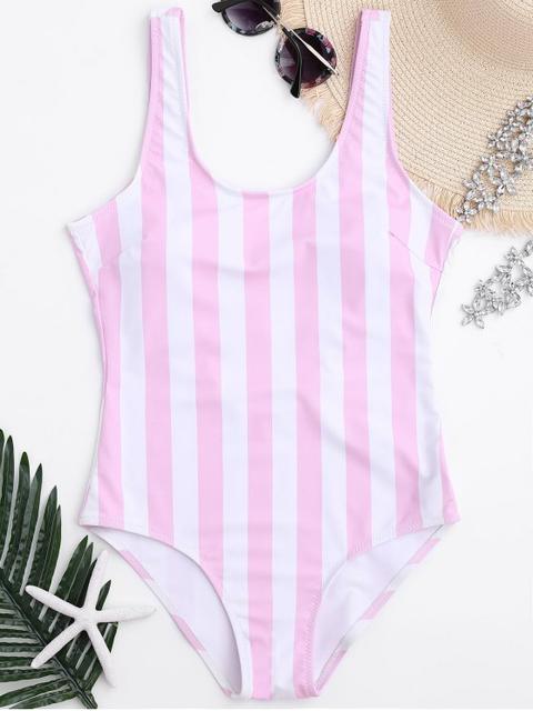 blue and white striped swimming costume