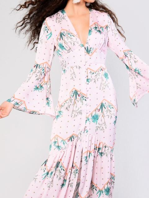 pink and green maxi dress