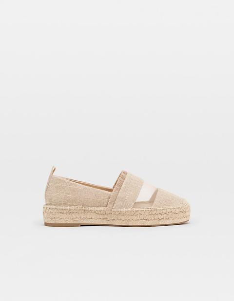 Espadrillas Combinate In Cotone Reticolato Naturale Naturale