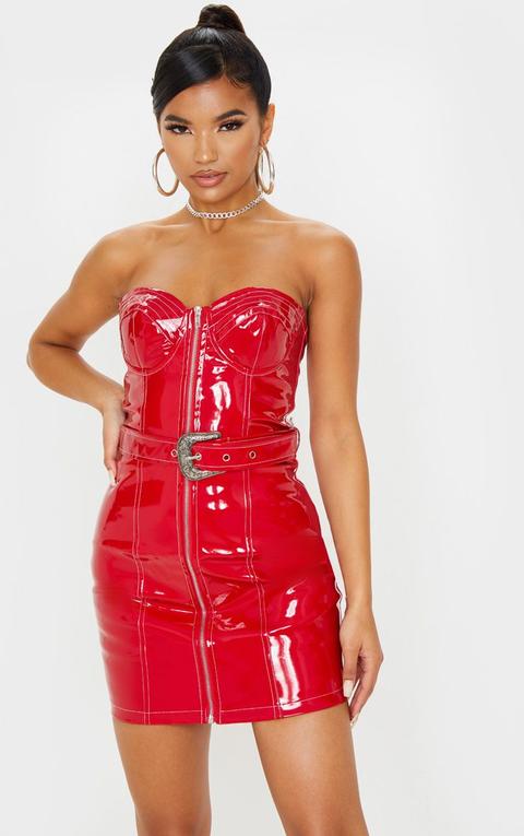 vinyl dress red