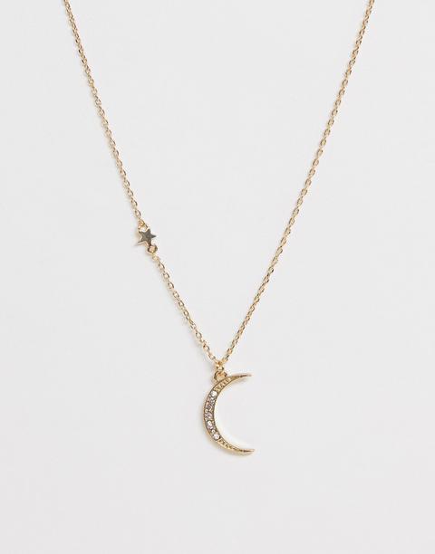 Vila - Halskette Mit Mond- Und Sternanhänger - Gold