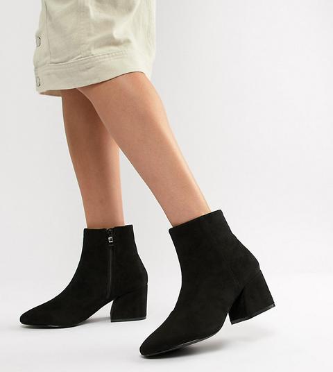 wide fit black suede ankle boots
