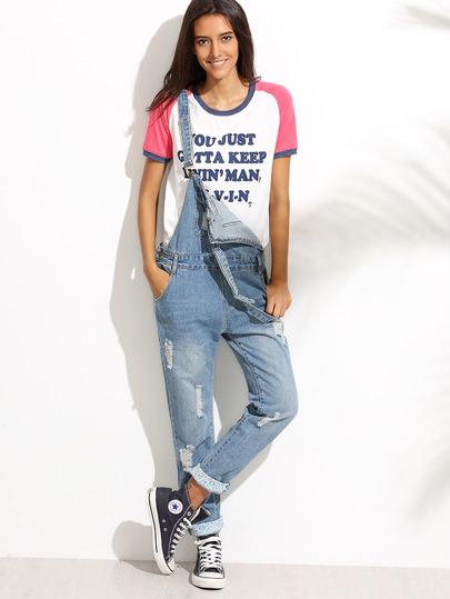 Peto Tirantes Rotos Bolsillo Azul