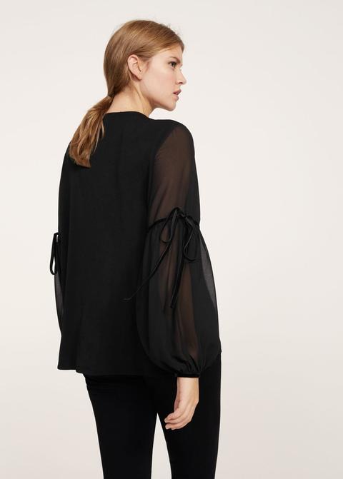 Blusa Manga Semitransparente Lazo