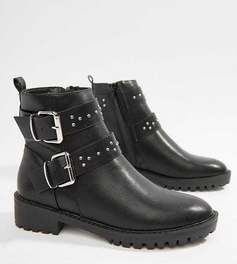 Botas Con Dos Hebillas Y Tachuelas De Pimkie-negro