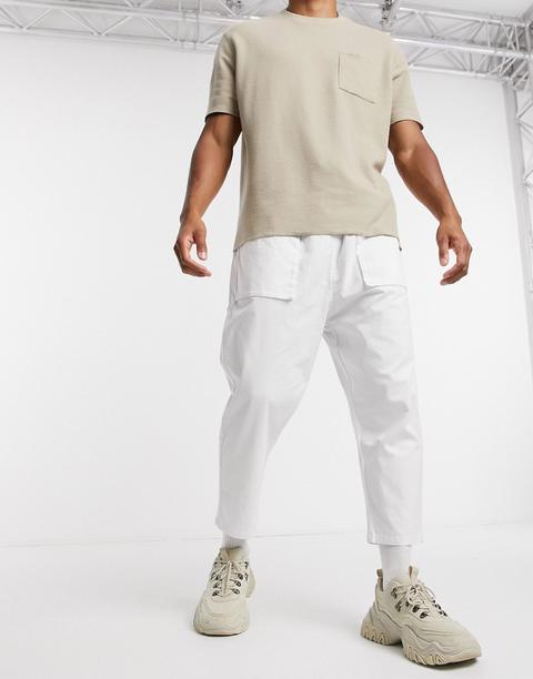 Asos Design Drop Crotch Trousers In White