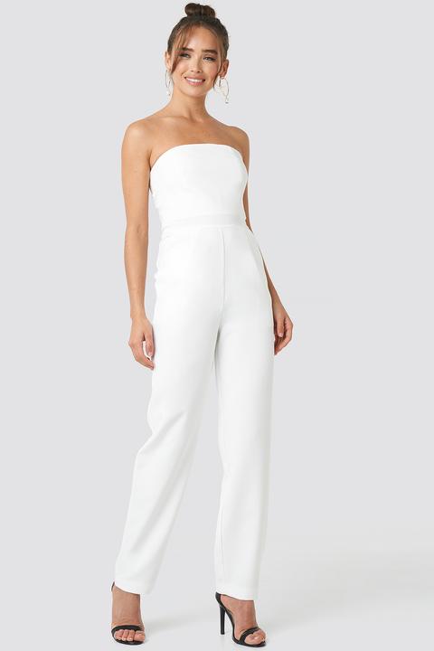 white bandeau jumpsuit