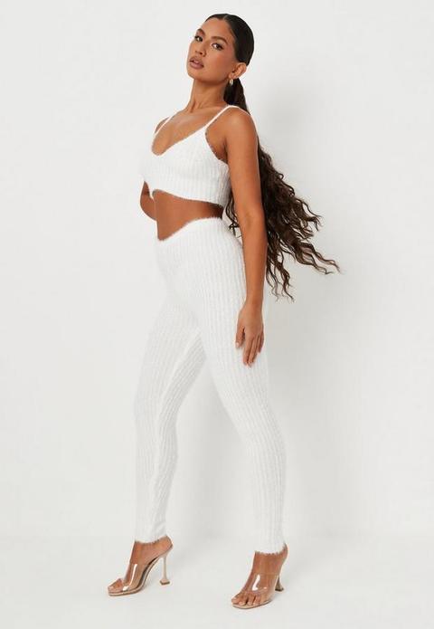 Carli Bybel X Missguided Cream Soft Knit Leggings, Cream