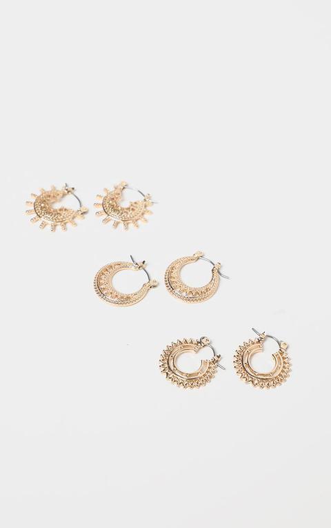 Gold Multi Pack Bevelled Edged Small Hoops