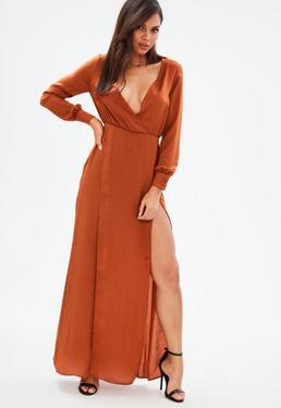Rouille Longue Marron À Décolleté Plongeant