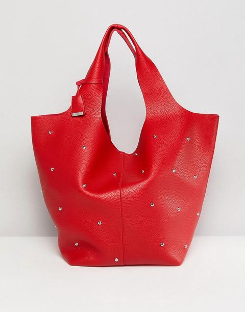 Glamorous - Borsa Rossa Con Borchie - Rosso