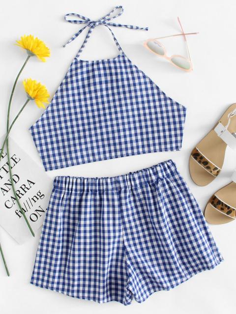 Conjunto Halter Con Nudo En La Parte Trasera