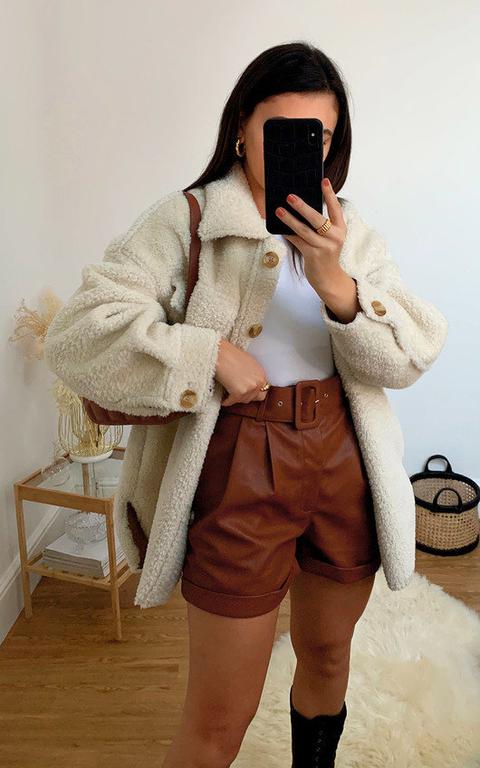 Gianna Faux Leather Shorts In Maroon