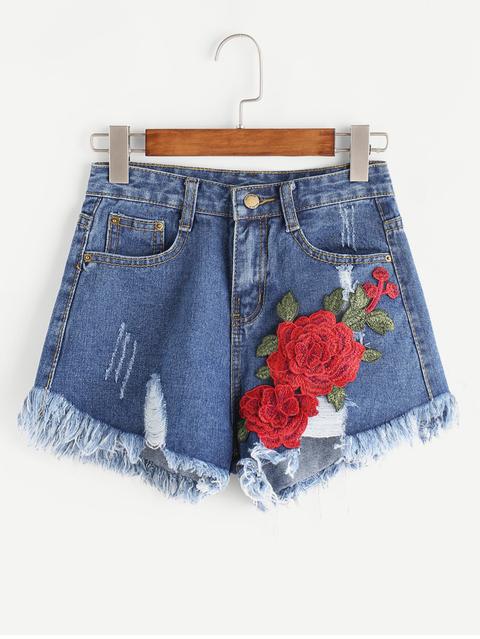 Pantaloncini Di Jeans Con Applique