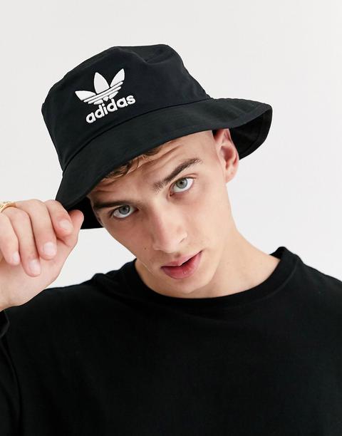 Adidas Originals Logo Bucket Hat In Black