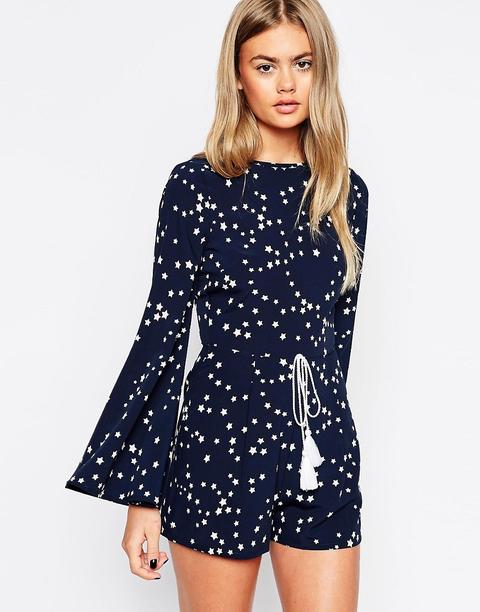 Mono Corto Con Estampado De Estrellas Y Mangas Acampanadas De Asos