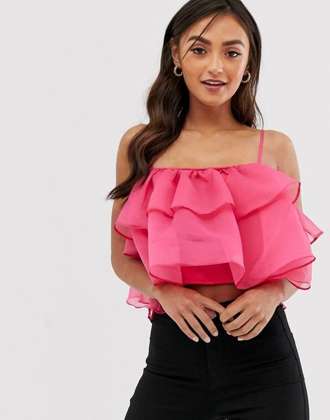 Asos Design Ruffle Detail Cami In Organza