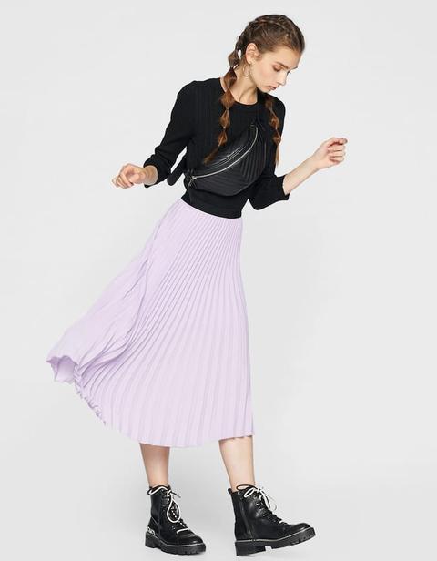 Gonna Plissettata Con Vita Elasticizzata Viola