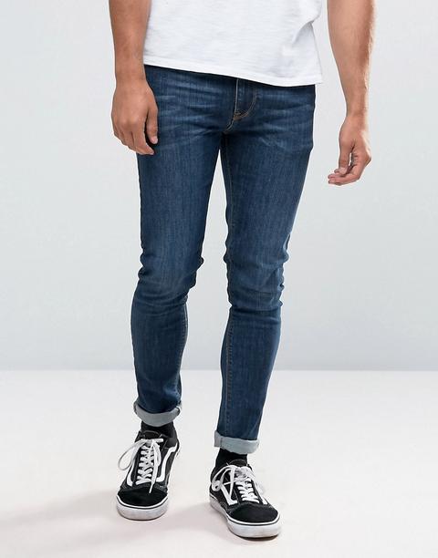 Asos - Jeans Super Skinny Blu Slavato Scuro - Blu