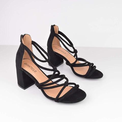 Faith - Multi Strap Mid Heel Sandals In Black