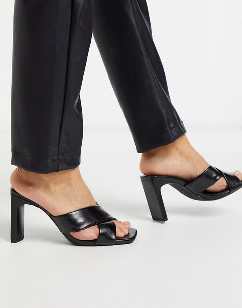 Bershka - Mules À Talon Avec Brides Croisées - Noir