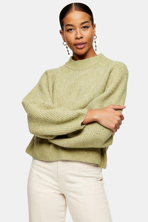 Sage Super Soft Dolman Sleeve Knitted Jumper