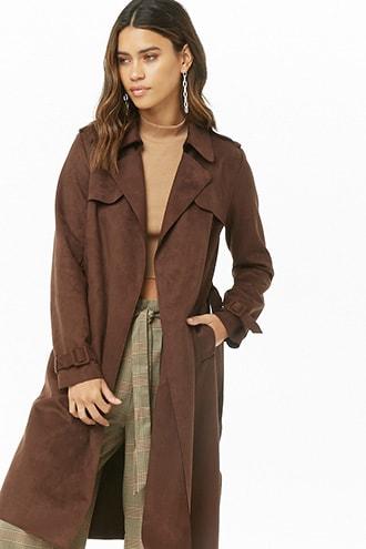 Faux suede trench sale coat forever 21