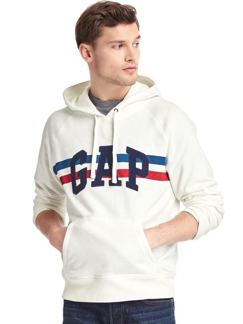 French Terry Chest-stripe Pullover Hoodie